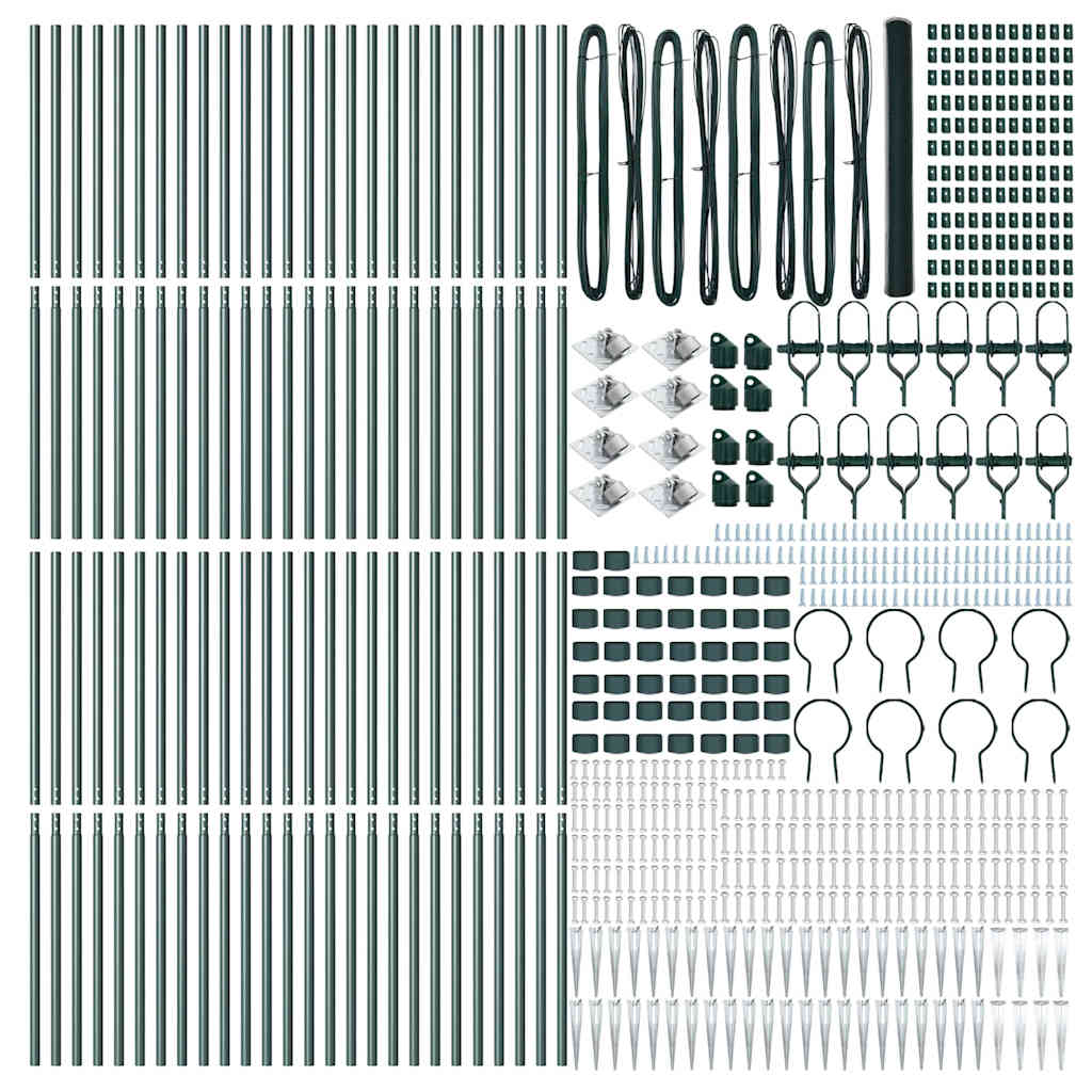vidaXL Hexagonal Fence with Post 100 x 1.6 m PVC-Coated Steel Green 5