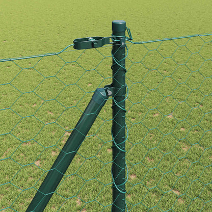 vidaXL Hexagonal Fence with Post 100 x 1.6 m PVC-Coated Steel Green 4
