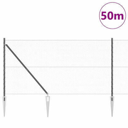 Hexagonal Fence with Post 50 x 1 m PVC-Coated Steel Mesh Grey mesh Size 25 mm mesh 1.4 m