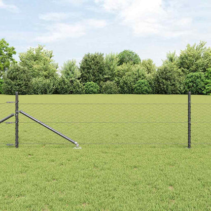 vidaXL Hexagonal Fence with Post 100 x 0.4 m PVC-Coated Steel Grey mesh Size 36 mm mesh