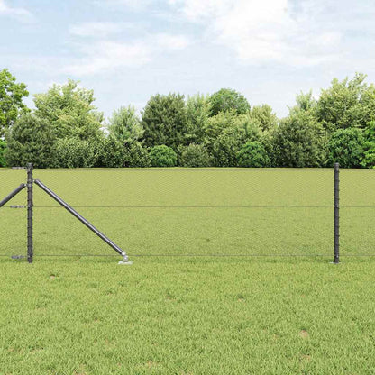 vidaXL Hexagonal Fence with Post 100 x 0.4 m PVC-Coated Steel Grey mesh Size 13 mm mesh