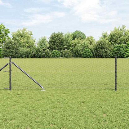 vidaXL Hexagonal Fence with Post 100 x 0.4 m PVC-Coated Steel Grey mesh Size 36 mm mesh