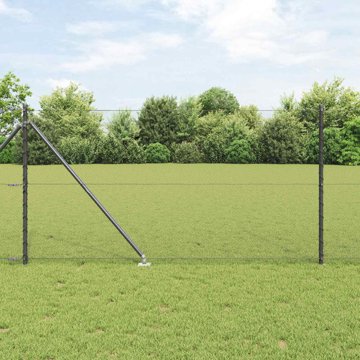 vidaXL Hexagonal Fence with Post 100 x 1 m PVC-Coated Steel Grey Mesh 1