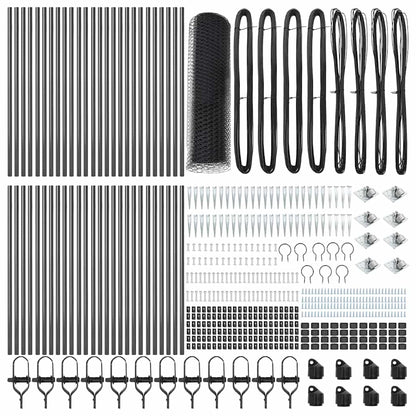 vidaXL Hexagonal Fence with Post 100 x 1 m PVC-Coated Steel Grey Mesh 5