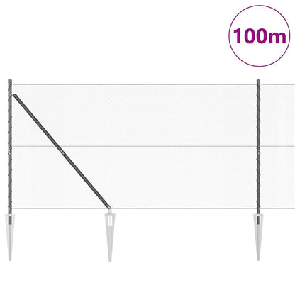 vidaXL Hexagonal Fence with Post 100 x 1.2 m PVC-Coated Steel Grey 3