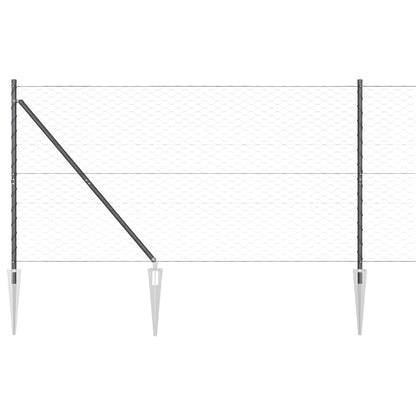 vidaXL Hexagonal Fence with Post 100 x 1.2 m PVC-Coated Steel Grey 6