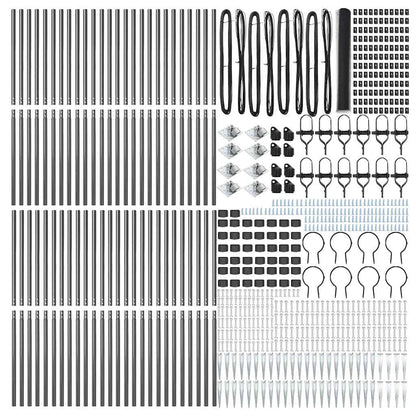 vidaXL Hexagonal Fence with Post 100 x 1.4 m PVC-Coated Steel Grey 5