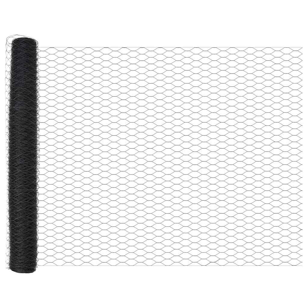 vidaXL Hexagonal Fence with Post 100 x 1.4 m PVC-Coated Steel Grey 6