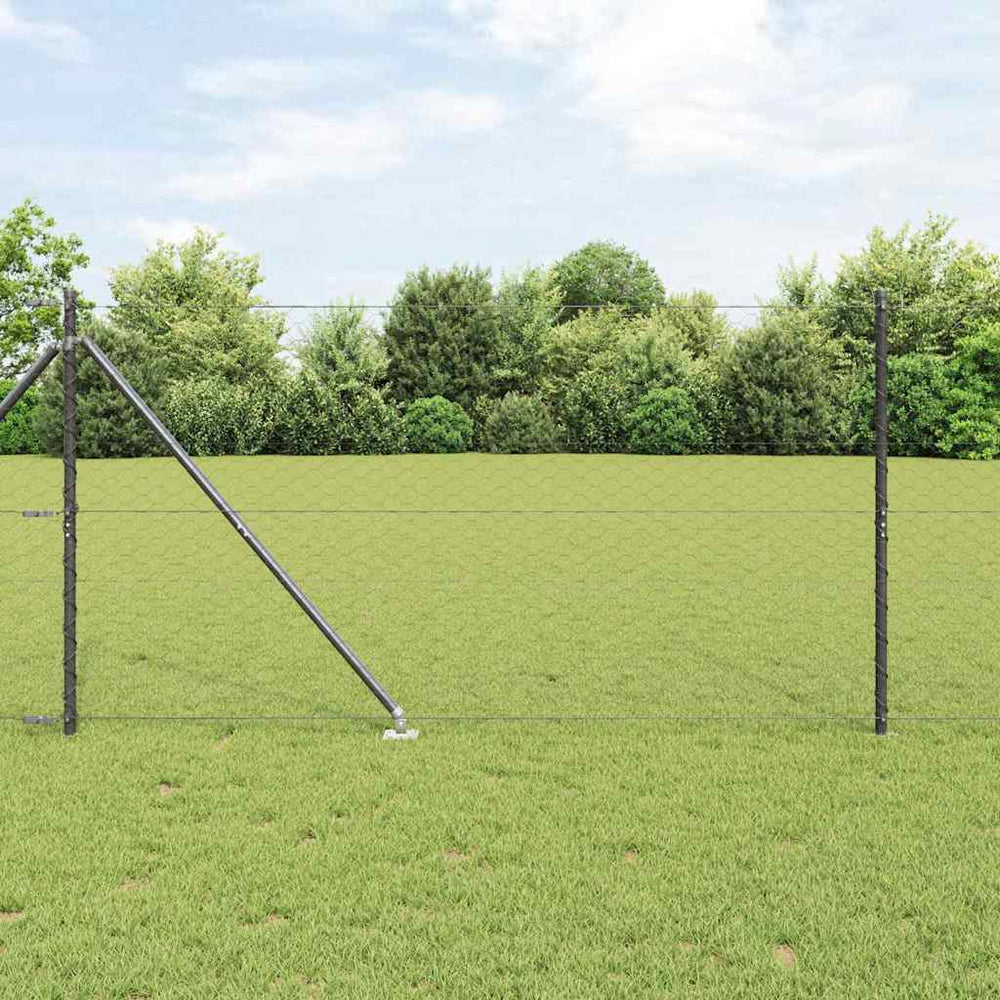 vidaXL Hexagonal Fence with Post 100 x 1.4 m PVC-Coated Steel Grey