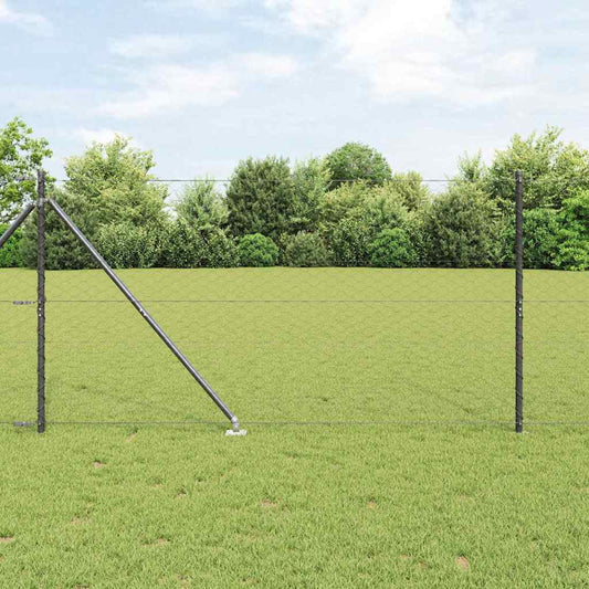 vidaXL Hexagonal Fence with Post 100 x 1.4 m PVC-Coated Steel Grey 1