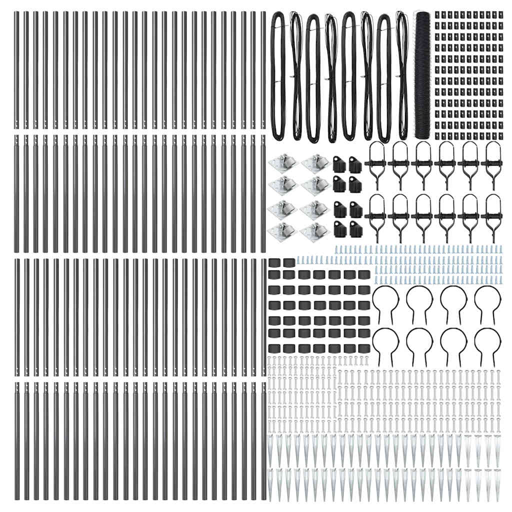 vidaXL Hexagonal Fence with Post 100 x 1.4 m PVC-Coated Steel Grey 5