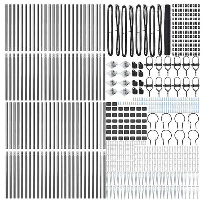 vidaXL Hexagonal Fence with Post 100 x 1.4 m PVC-Coated Steel Grey 5