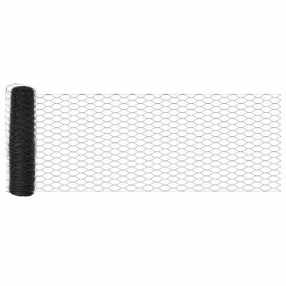 vidaXL Hexagonal Fence with Post 100 x 1.4 m PVC-Coated Steel Grey 6