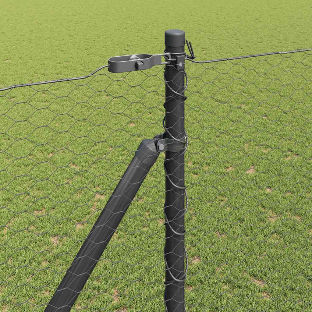 vidaXL Hexagonal Fence with Post 100 x 1.5 m PVC-Coated Steel Grey 4