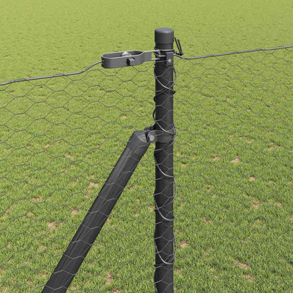 vidaXL Hexagonal Fence with Post 100 x 1.5 m PVC-Coated Steel Grey 4