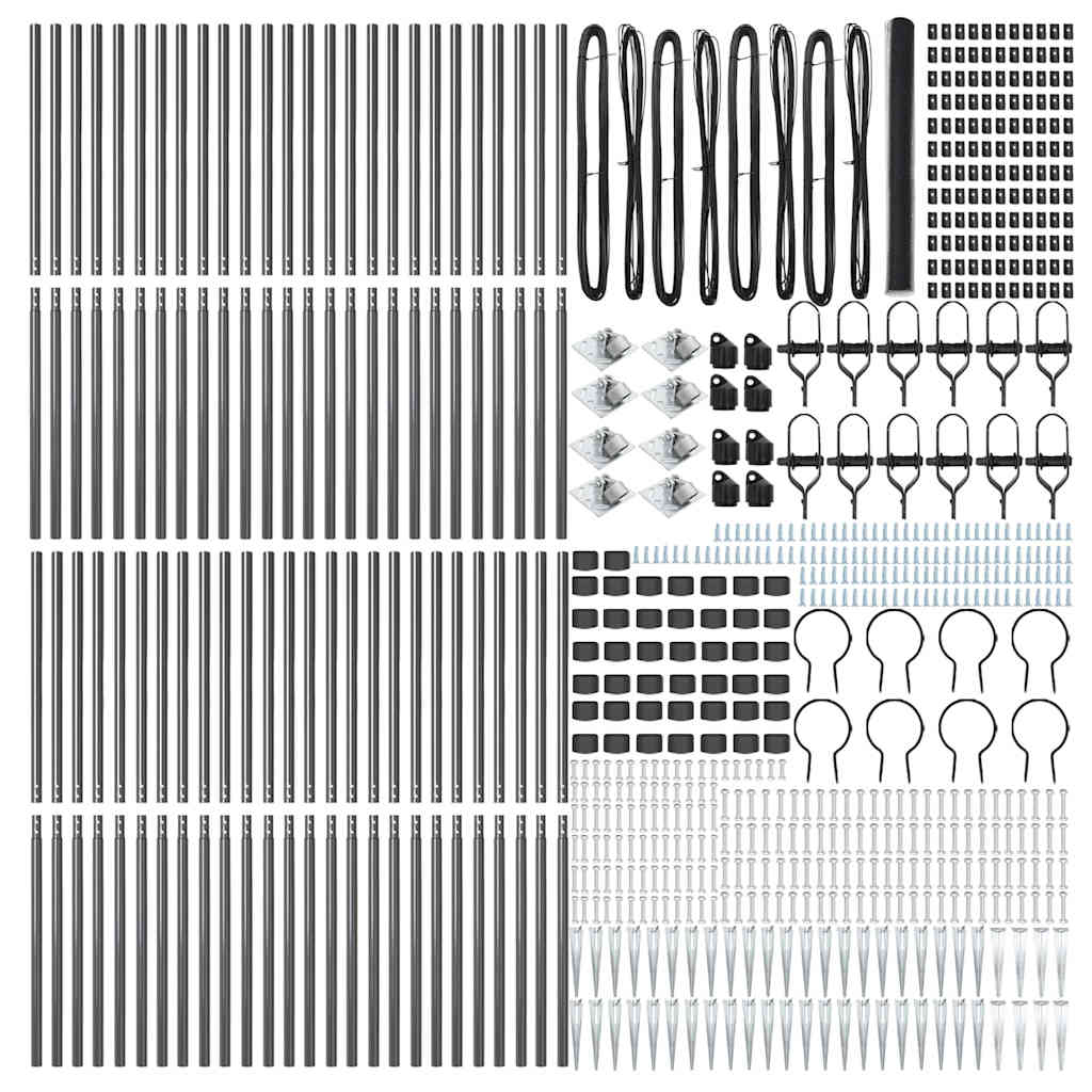 vidaXL Hexagonal Fence with Post 100 x 1.5 m PVC-Coated Steel Grey 5