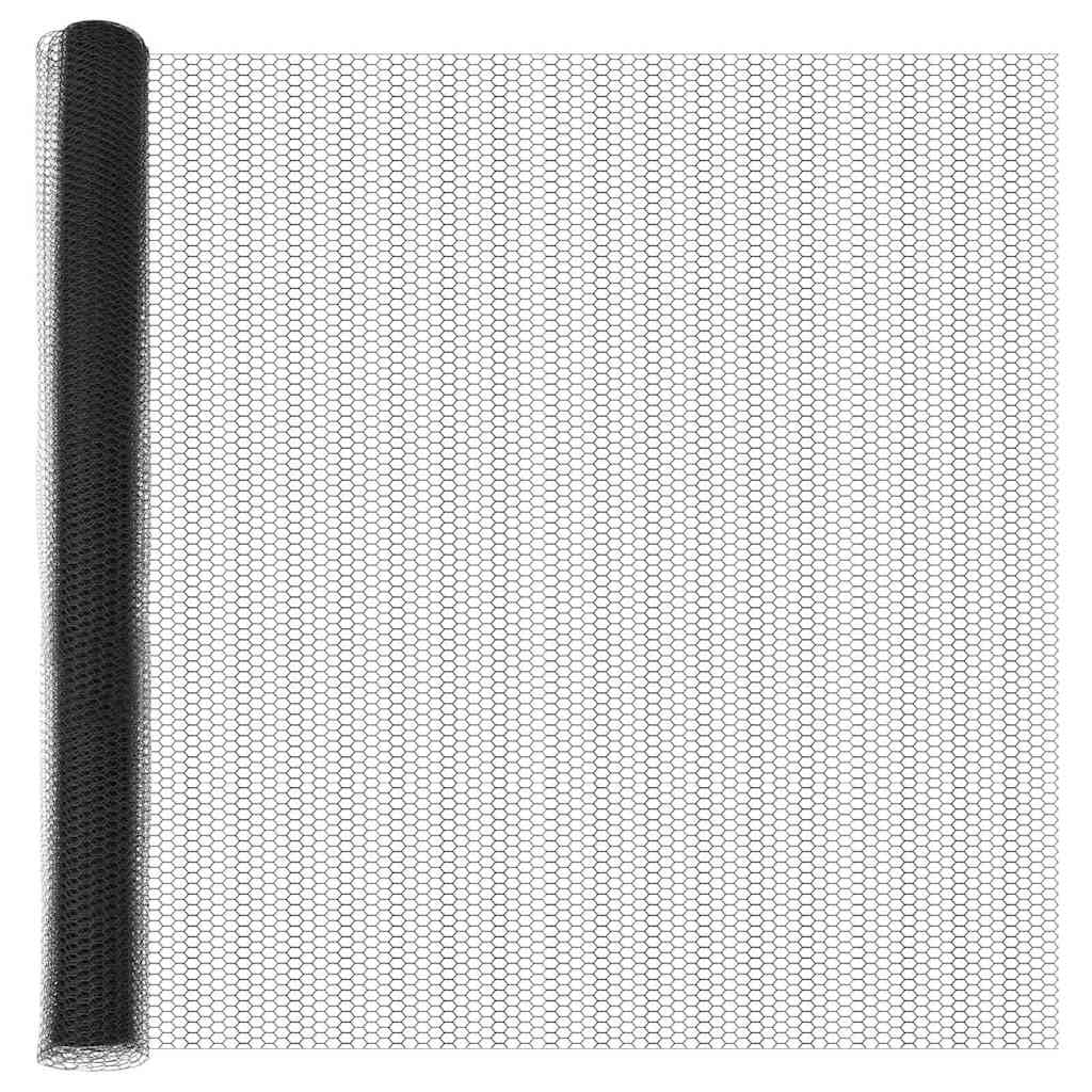 vidaXL Hexagonal Fence with Post 100 x 1.5 m PVC-Coated Steel Grey 6