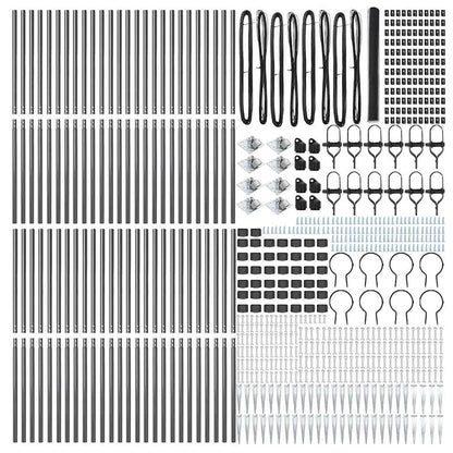 vidaXL Hexagonal Fence with Post 100 x 1.6 m PVC-Coated Steel Grey 5