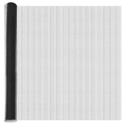 vidaXL Hexagonal Fence with Post 100 x 1.6 m PVC-Coated Steel Grey 6