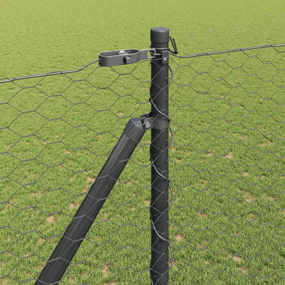 vidaXL Hexagonal Fence with Post 100 x 1.6 m PVC-Coated Steel Grey 4