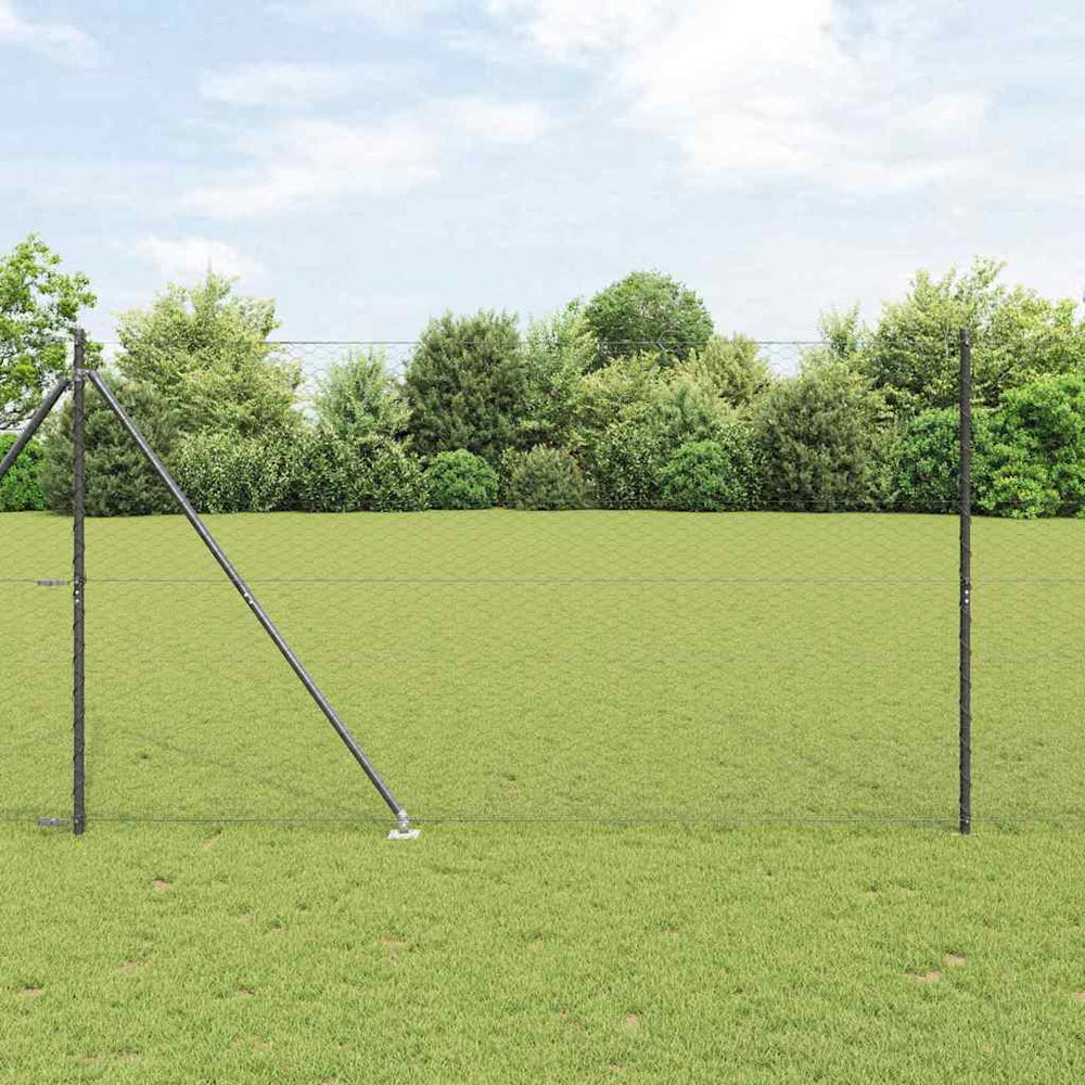 vidaXL Hexagonal Fence with Post 100 x 1.6 m PVC-Coated Steel Grey
