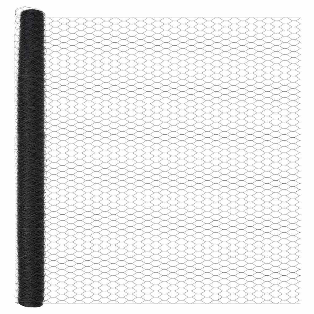 vidaXL Hexagonal Fence with Post 100 x 1.6 m PVC-Coated Steel Grey 6