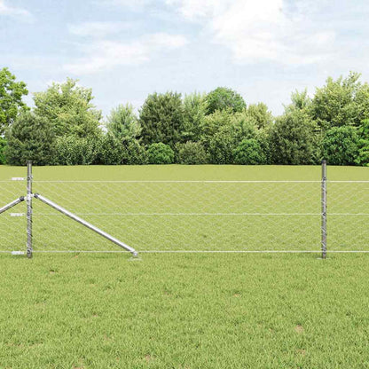 vidaXL Hexagonal Fence with Post 100 x 1 m Silver Galvanised Steel mesh Size 50 mm mesh