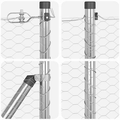vidaXL Hexagonal Fence with Post 100 x 1 m Galvanised Steel Silver 6