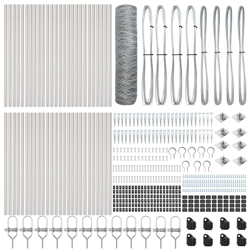 vidaXL Hexagonal Fence with Post 100 x 1 m Galvanised Steel Silver 5