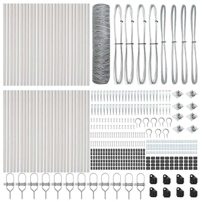 vidaXL Hexagonal Fence with Post 100 x 1 m Galvanised Steel Silver 5