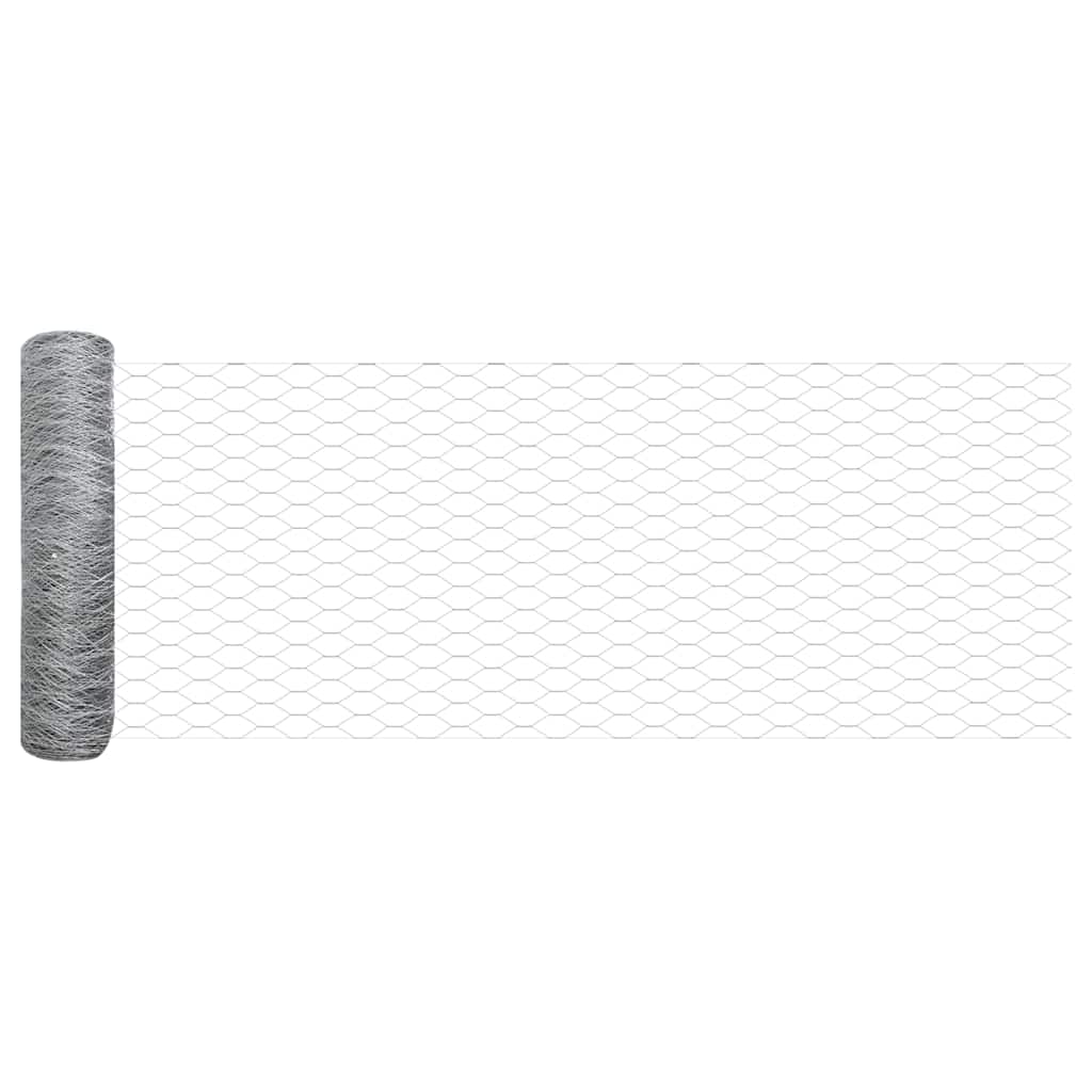 vidaXL Hexagonal Fence with Post 100 x 1 m Galvanised Steel Silver 6
