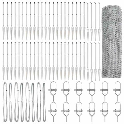 vidaXL Hexagonal Fence with Post 100 x 1.2 m Galvanised Steel Silver 2