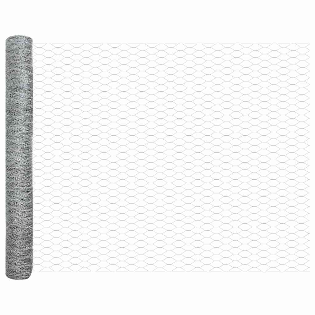vidaXL Hexagonal Fence with Post 100 x 1.2 m Galvanised Steel Silver 6
