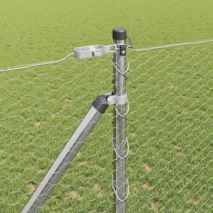 vidaXL Hexagonal Fence with Post 100 x 1.4 m Galvanised Steel Silver 4
