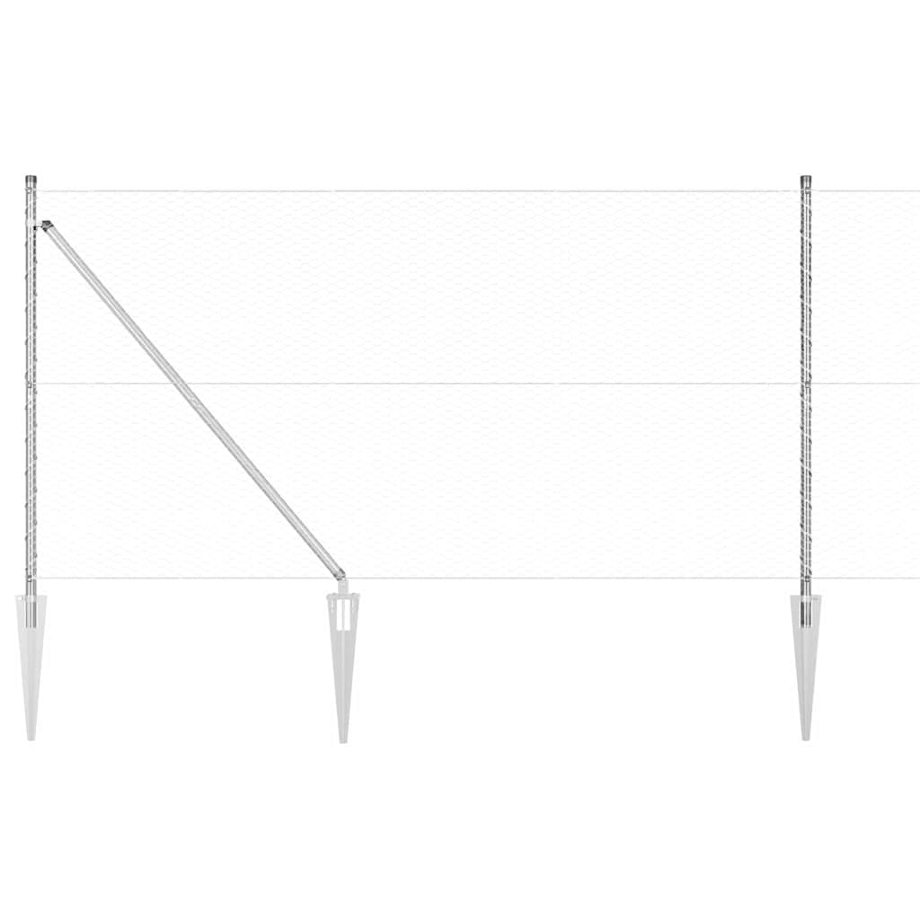 vidaXL Hexagonal Fence with Post 100 x 1.4 m Galvanised Steel Silver 2