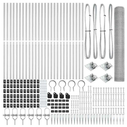 vidaXL Hexagonal Fence with Post 100 x 1.4 m Galvanised Steel Silver 6