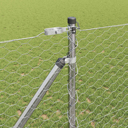 vidaXL Hexagonal Fence with Post 100 x 1.4 m Galvanised Steel Silver 4