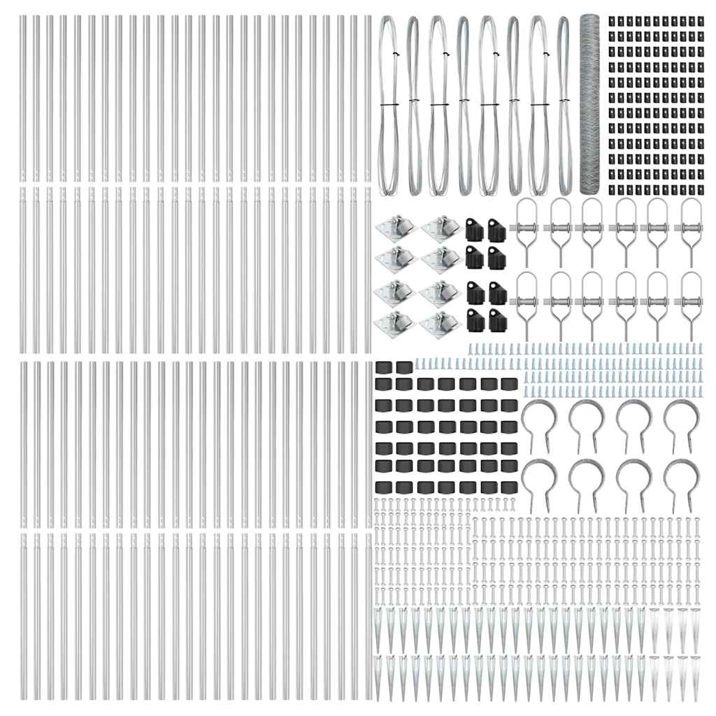 vidaXL Hexagonal Fence with Post 100 x 1.4 m Galvanised Steel Silver 5