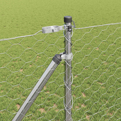 vidaXL Hexagonal Fence with Post 100 x 1.4 m Galvanised Steel Silver 4