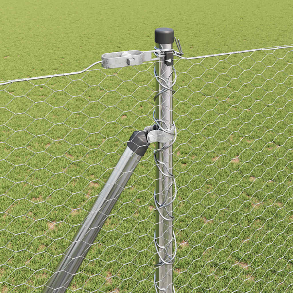 vidaXL Hexagonal Fence with Post 100 x 1.5 m Galvanised Steel Silver 4