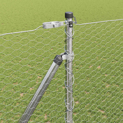vidaXL Hexagonal Fence with Post 100 x 1.5 m Galvanised Steel Silver 4