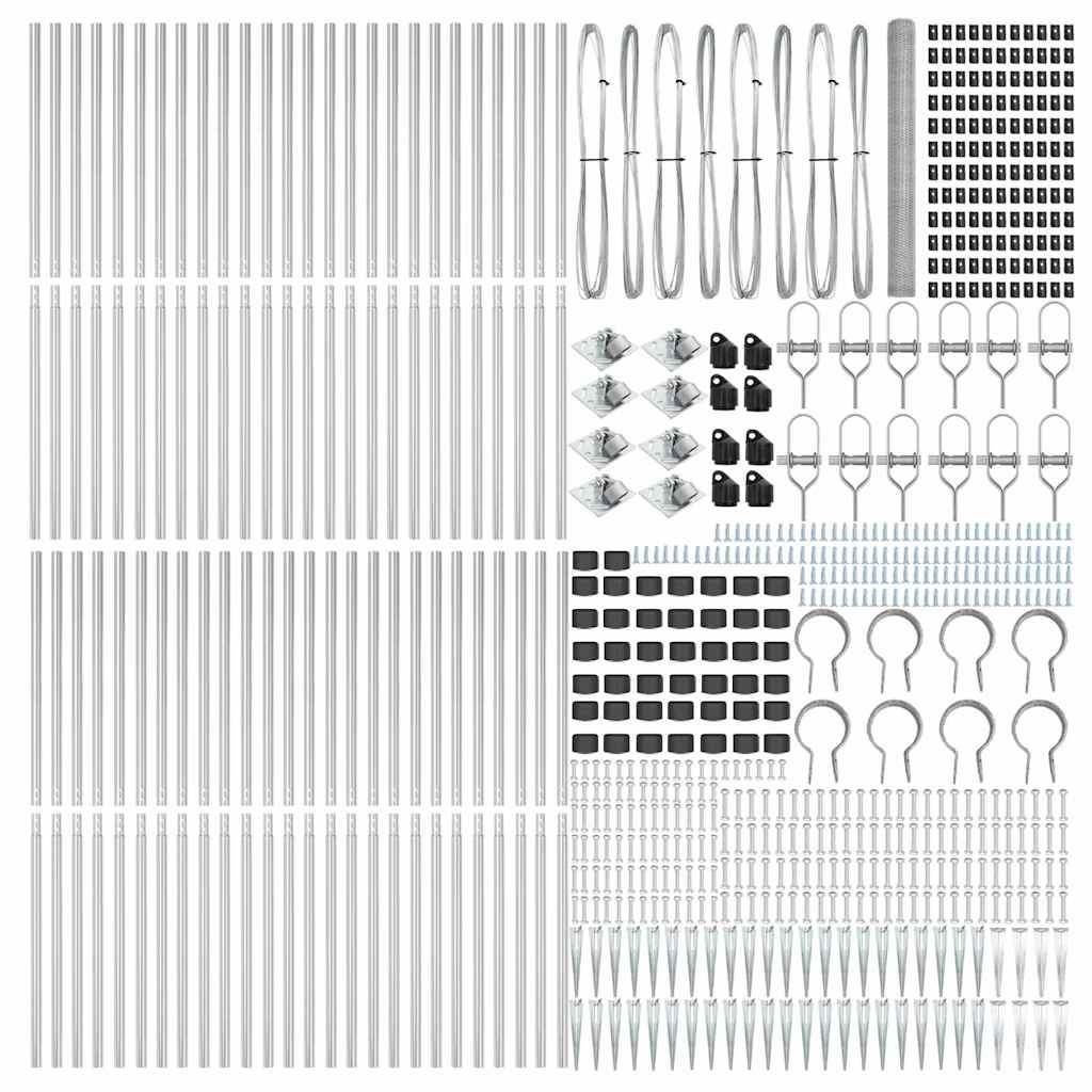 vidaXL Hexagonal Fence with Post 100 x 1.5 m Galvanised Steel Silver 5