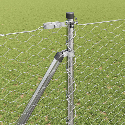 vidaXL Hexagonal Fence with Post 100 x 1.5 m Galvanised Steel Silver 4