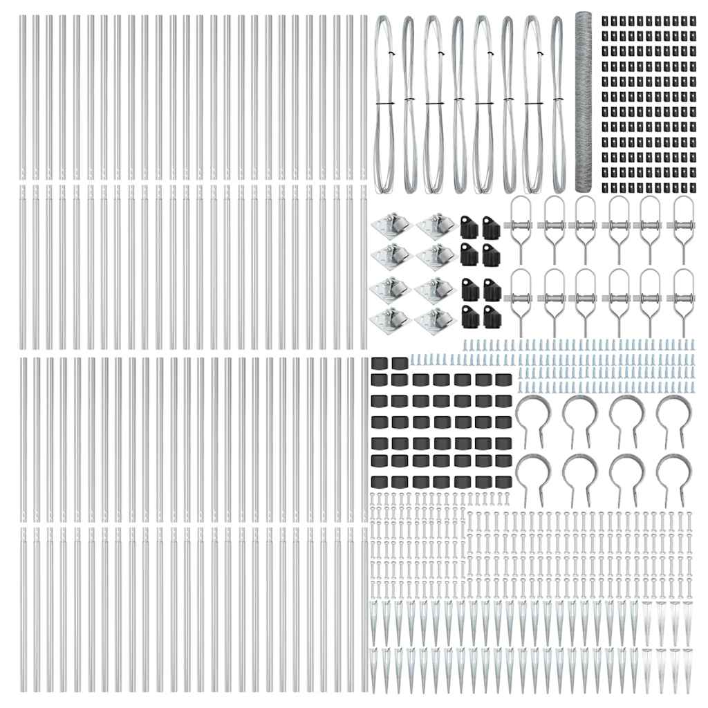 vidaXL Hexagonal Fence with Post 100 x 1.6 m Galvanised Steel Silver 5