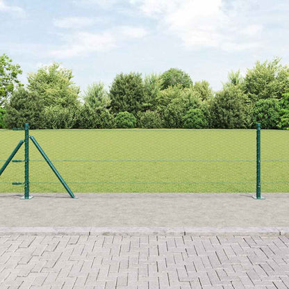 vidaXL Hexagonal Fence with Concrete Base 100 x 1 m PVC-Coated Steel Green mesh Size 25 mm mesh