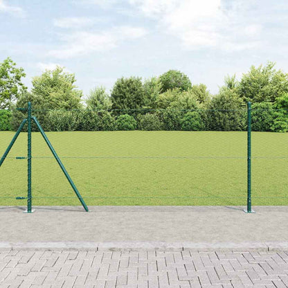 vidaXL Hexagonal Fence with Concrete Base 100 x 1 m PVC-Coated Steel Green mesh Size 25 mm mesh
