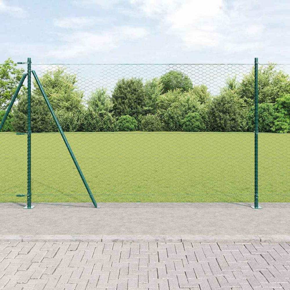 vidaXL Hexagonal Fence with Concrete Base 100 x 1.5 m PVC-Coated Steel