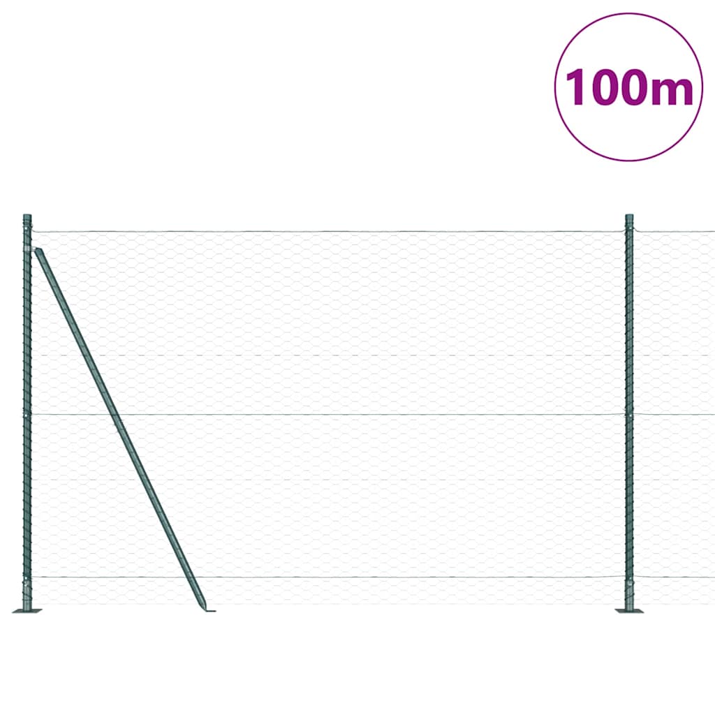 vidaXL Hexagonal Fence with Concrete Base 100 x 1.6 m PVC-Coated Steel 3