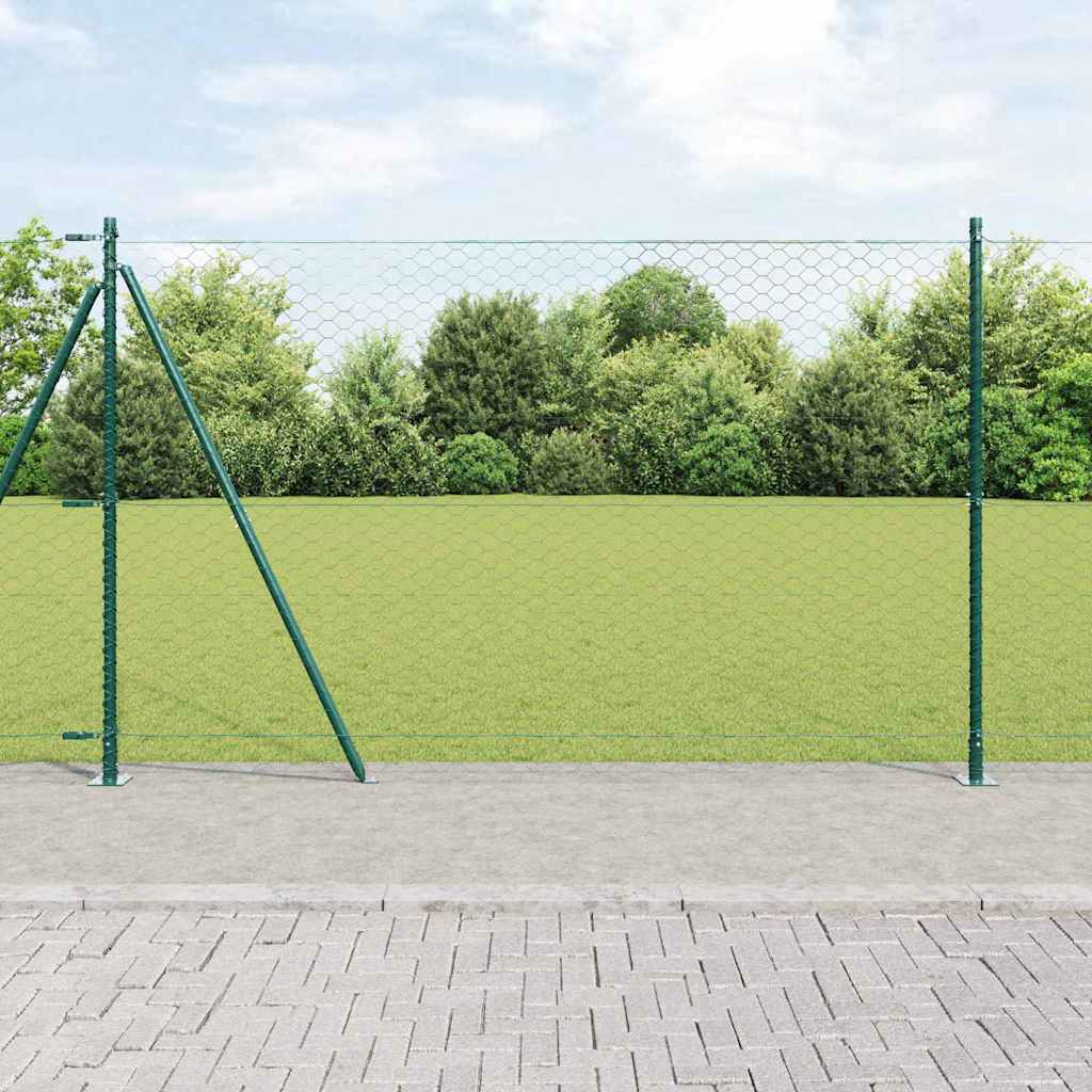 vidaXL Hexagonal Fence with Concrete Base 100 x 1.6 m PVC-Coated Steel 1
