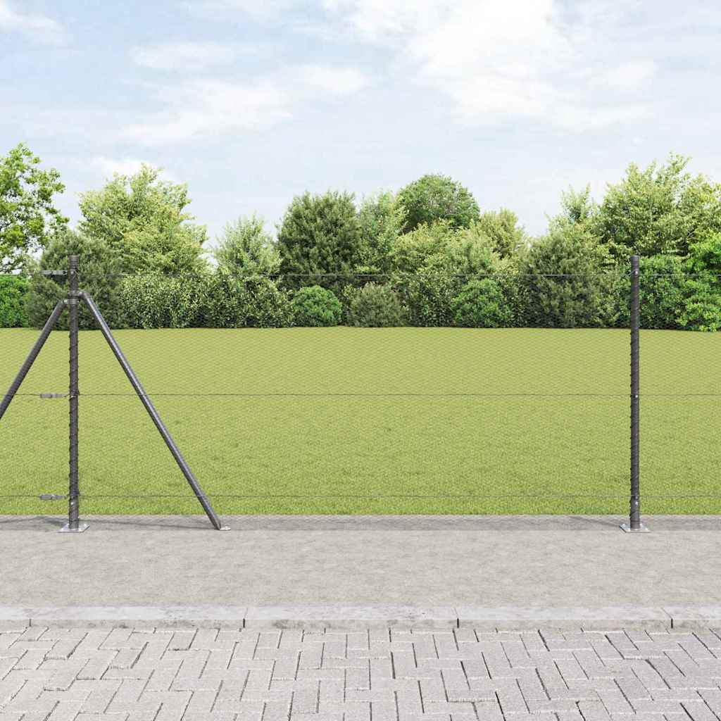 Hexagonal Fence with Concrete Base 25 x 1 m PVC-Coated Steel mesh Size 13 mm mesh Grey 0.8 m
